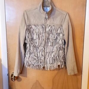 Boston propper suede beige fringe jacket size 2